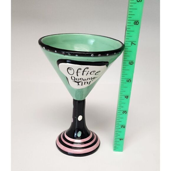 Office Quennie 7" Tini Martini Glasses Color Mint Green/Black - Picture 4 of 6